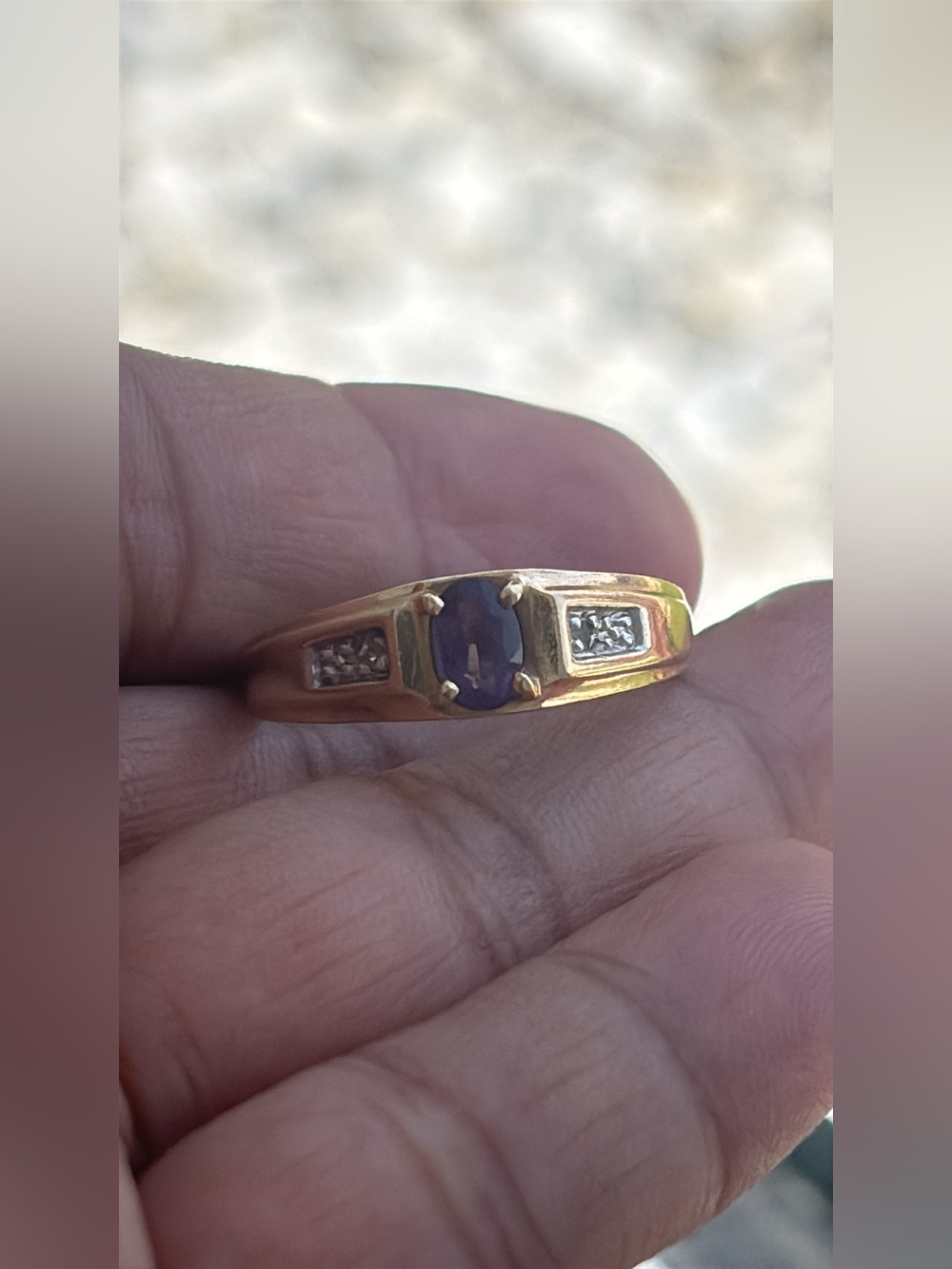 10k Gold Ring with Amethyst and diamond chip
